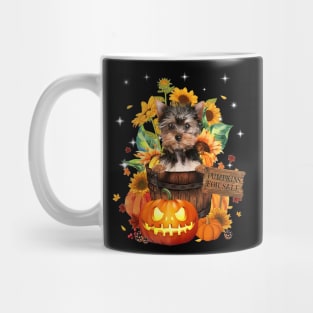 Yorkshier Terrier Halloween Pumpkin Fall Bucket Mug